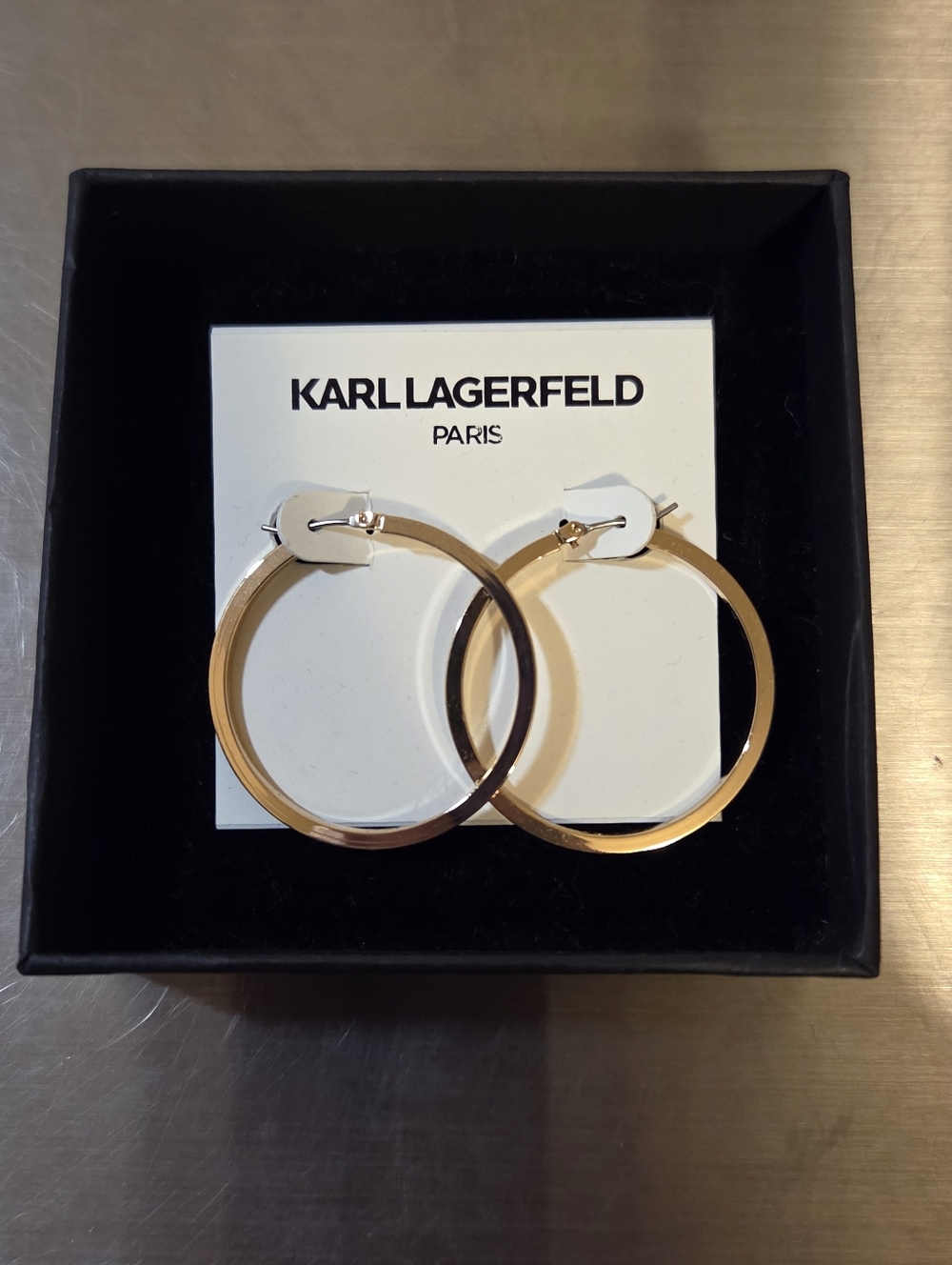 NWT Karl Lagerfeld gold tone hoops